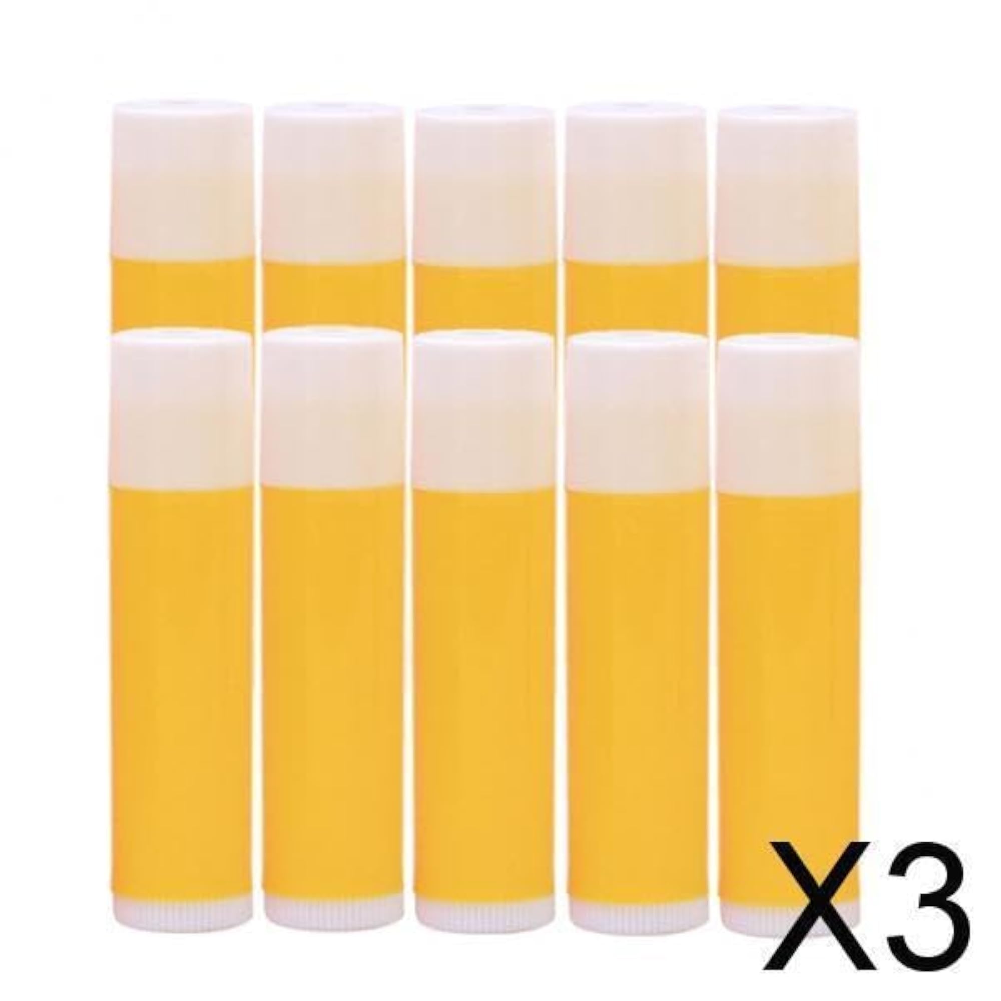 3x10x Empty Refillable Lipstick Tubes, Yellow